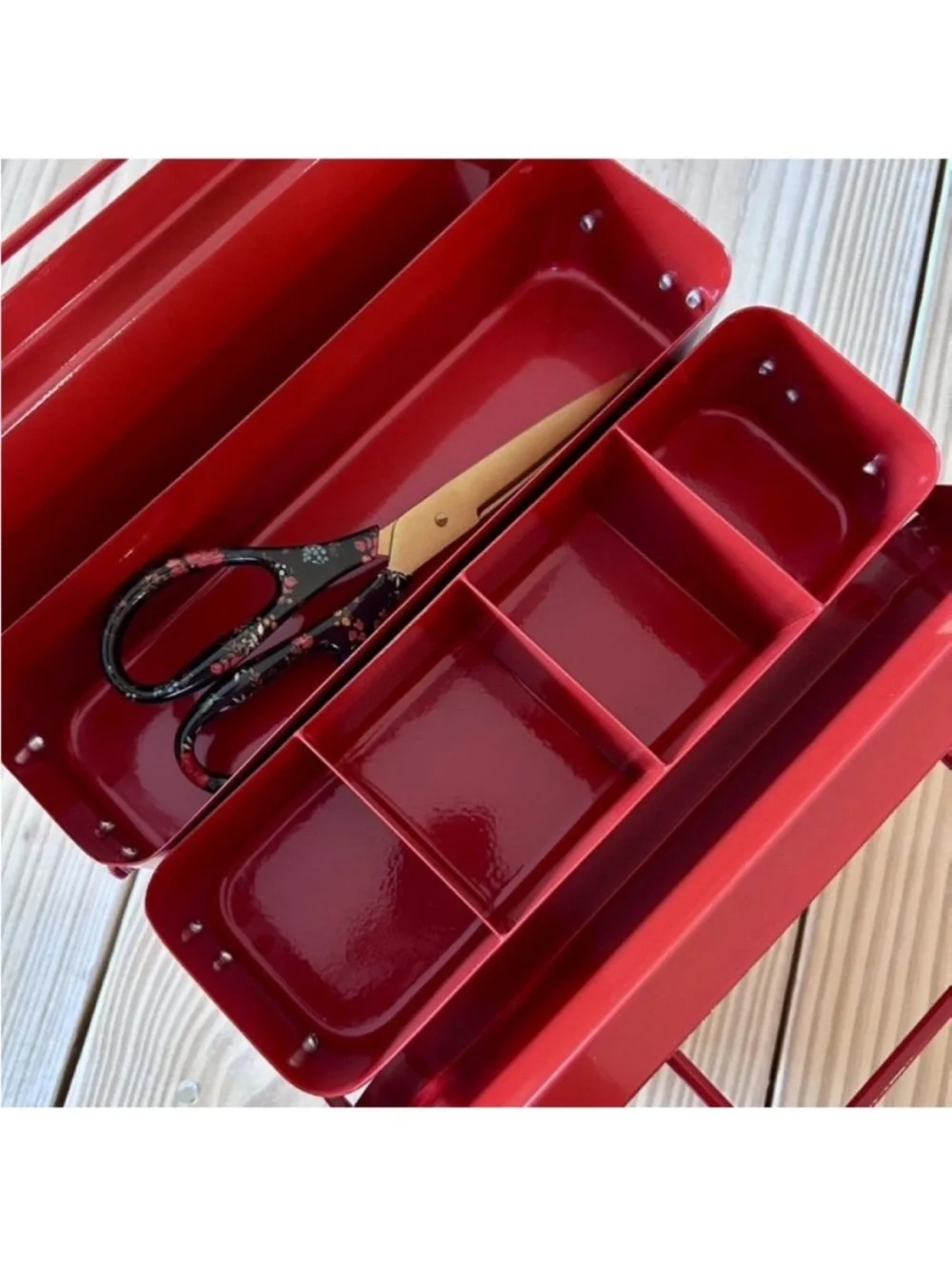 Brightroom Metal Storage Holiday Caddy, Accessory Organizer Red